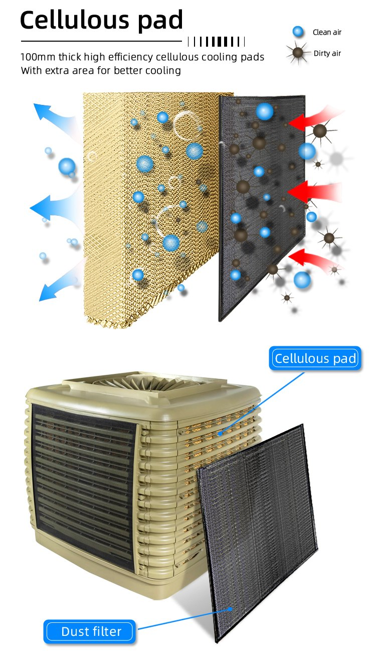 Jhcool 22000CMH Classic Design Side Discharge Evaporative Air Cooler with Free Spare Parts