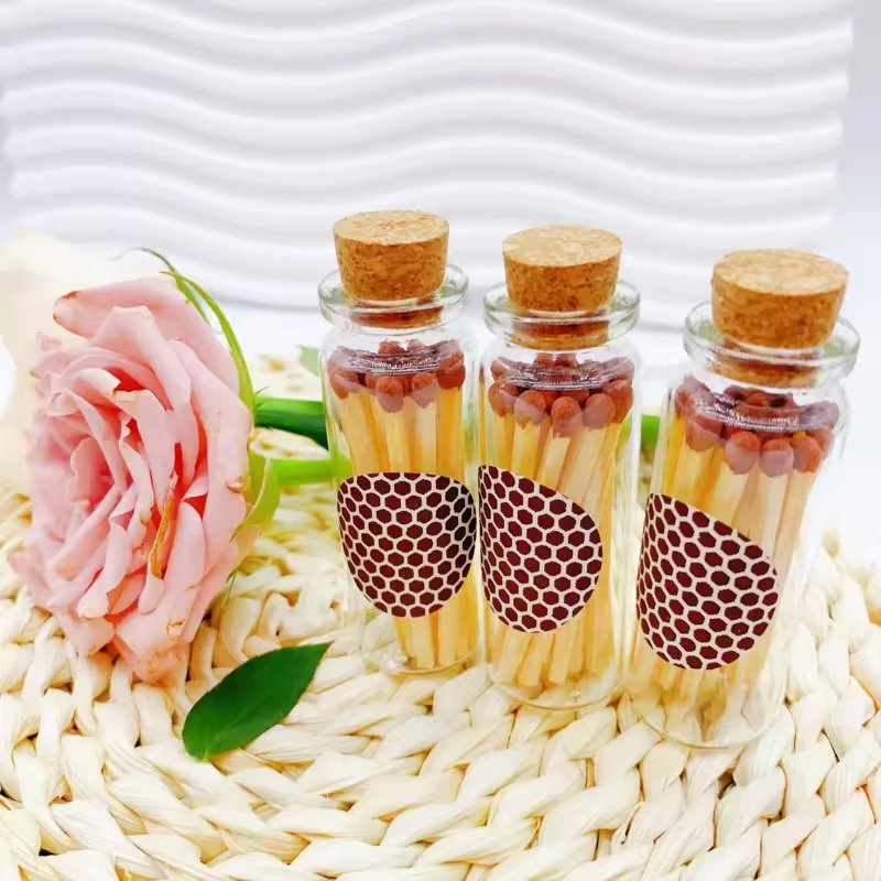 Premium Colored Safety Matches in Bulk Glass Bottle