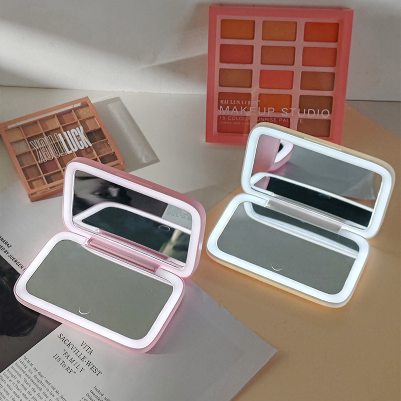 Travel Portable Foldable HD LED Dual-Light Makeup Mirror