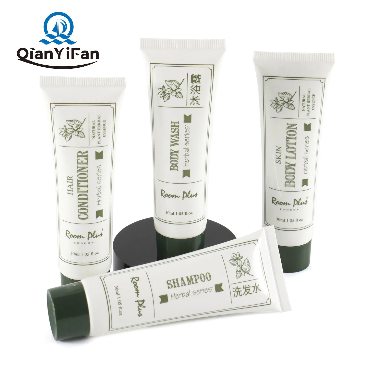 R00m Plus Herbal Series 40ml Tube Shampoo Shower Gel Conditioner Body Lotion Fresh Design, Green Nature