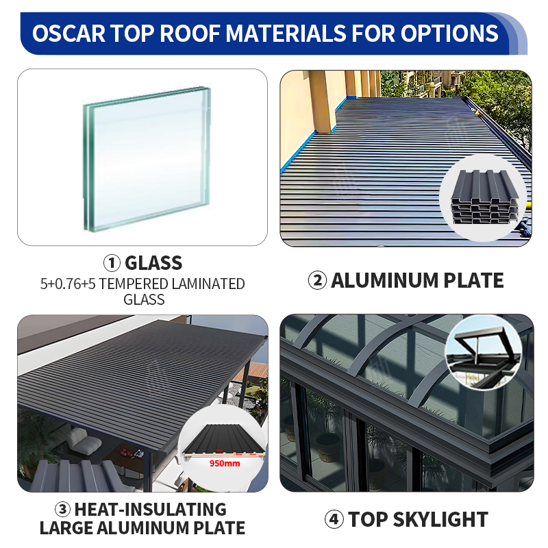 Aluminum Alloy Frame Tempered Glass Roof Prefab Stylish Ideal for Garden Backyard Outdoor Use Sunroom