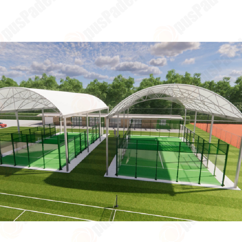 China Padel Court Supplier High Quality Waterproof Padel Tennis Court Roof with Hot-DIP Galvanized Steel Tubes