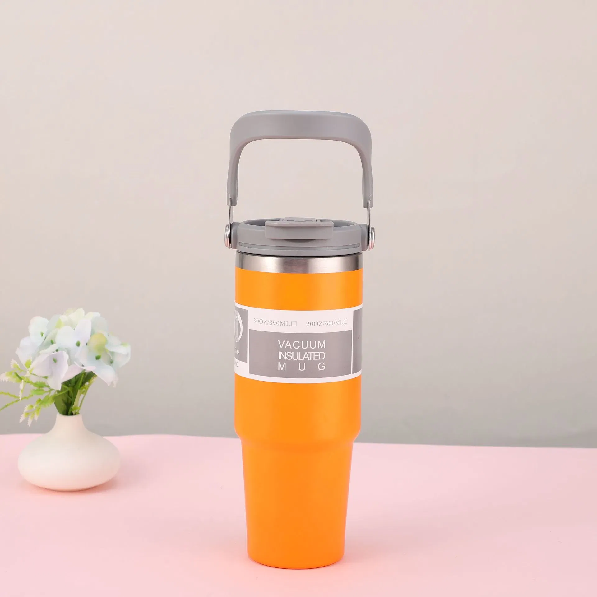 Personalized Vacuum Insulated 20oz 30oz Drinking Travel Coffee Mug with Flip Straw Lid