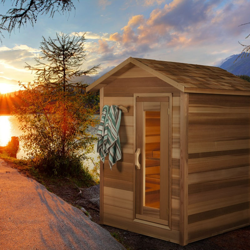 Уличная треугольная сауна Spire в современном стиле