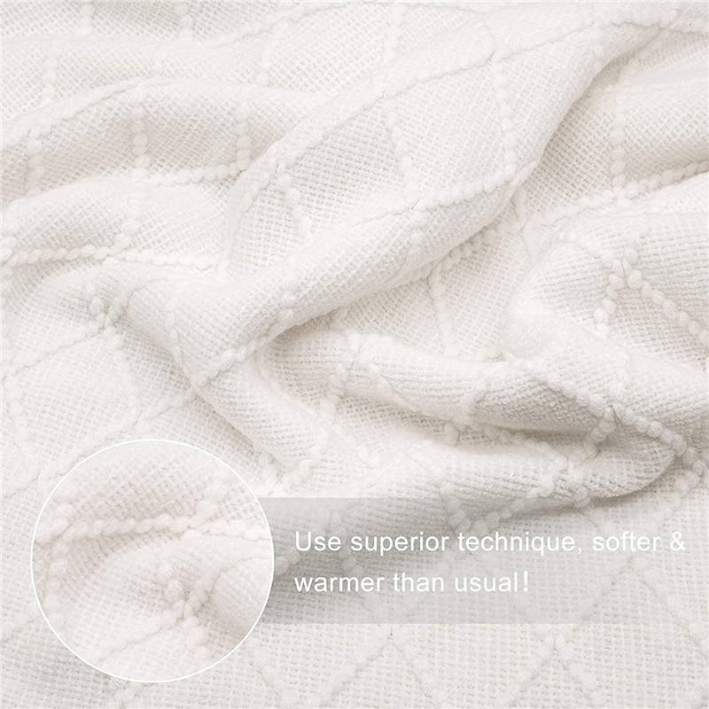 Мягкий акриловый плед с кистями для дивана