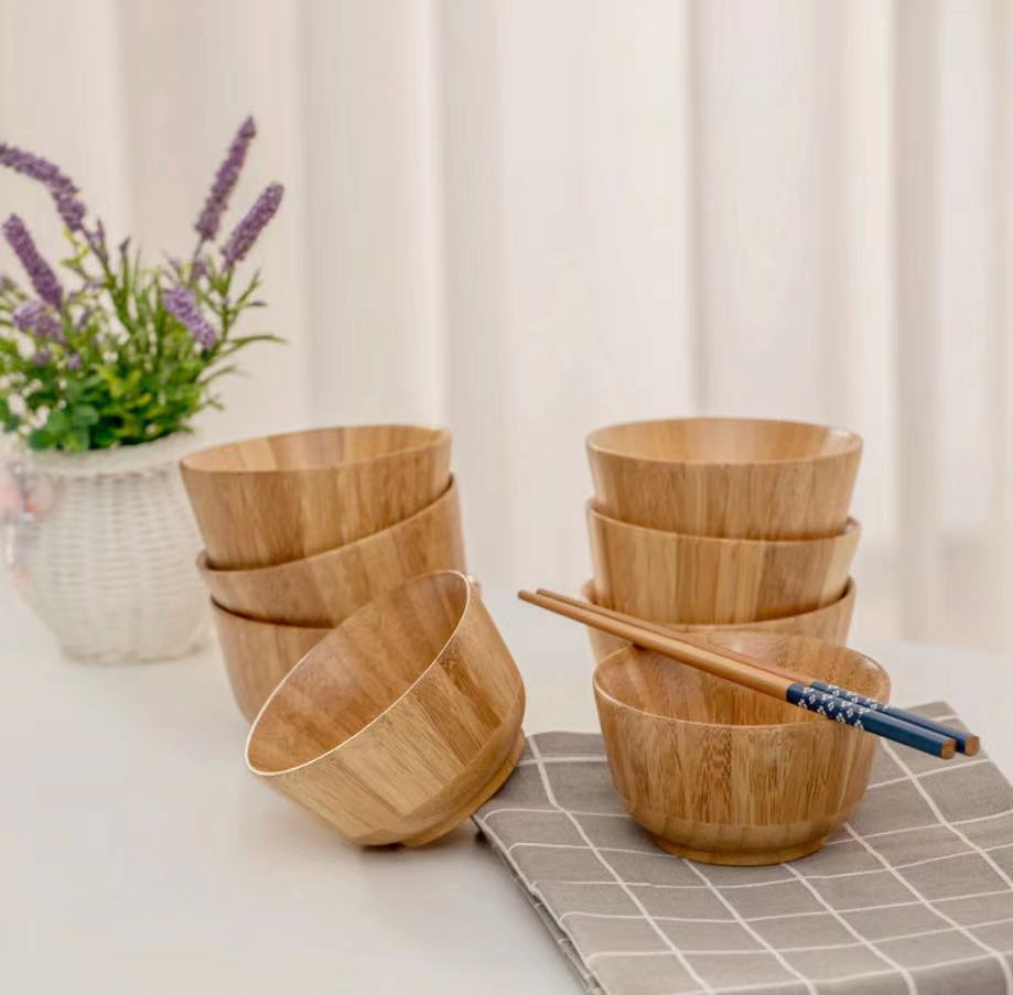 Eco-Friendly Bamboo Bowl Bamboo Wood Cutlery Anti-Drop