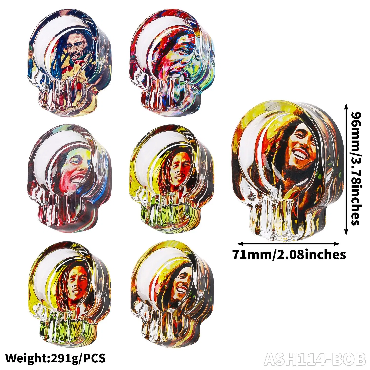 Hot Model 71mm Glass Ghost Shape Ashtray Without Pattern Wholesale Smoking Set Ashtray