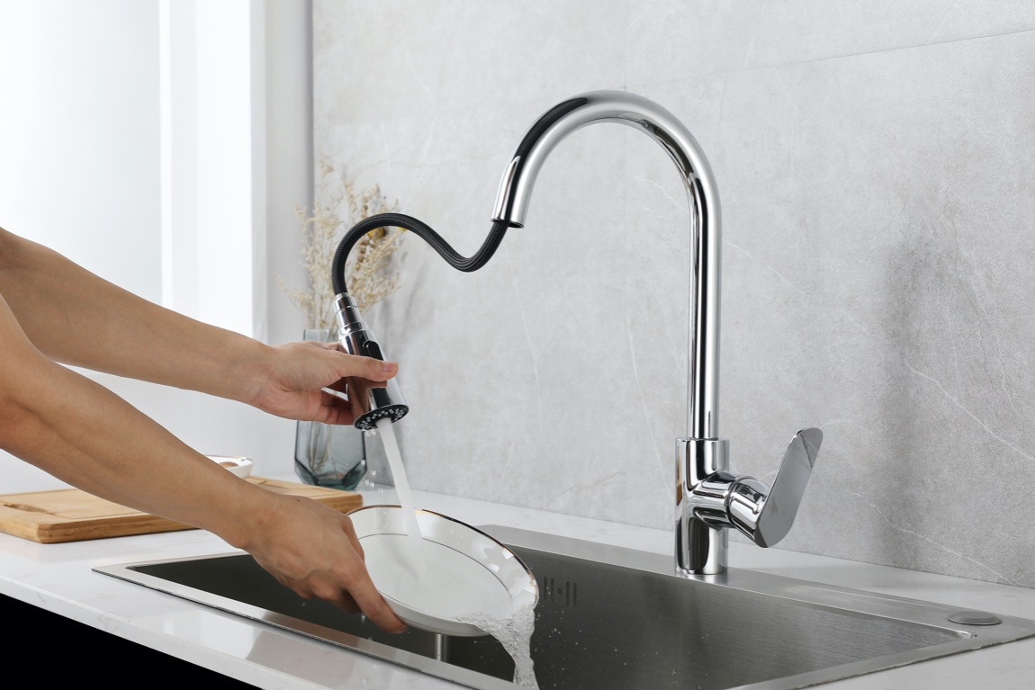 New Design Upc Watermark-Ink Brass Kitchen Sink Pull out Water Tap Kitchen Faucet