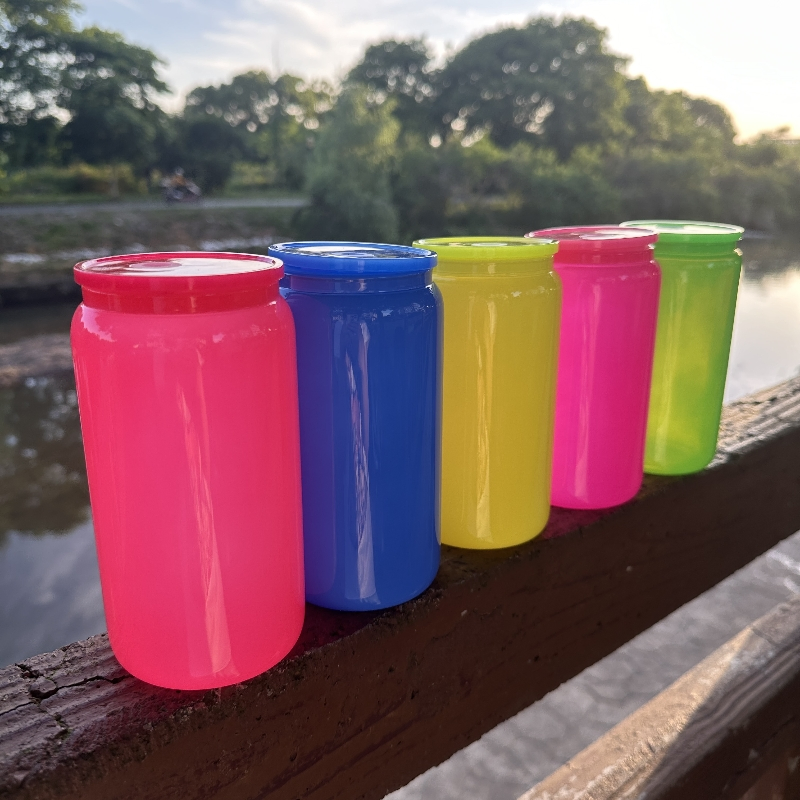 Неоновый стеклянный стакан 16oz для сублимации