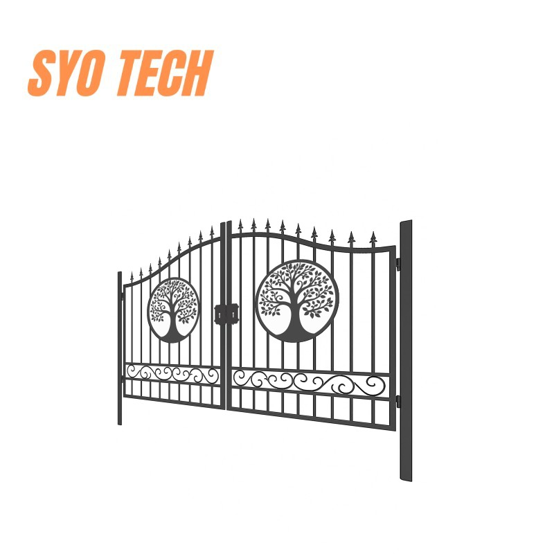 Wholesale New Design Heavy Duty Privacy Posts Driveway Black Steel/Metal Cast/Wrought Iron Gate for Fence/Main/Security/Entrance/House