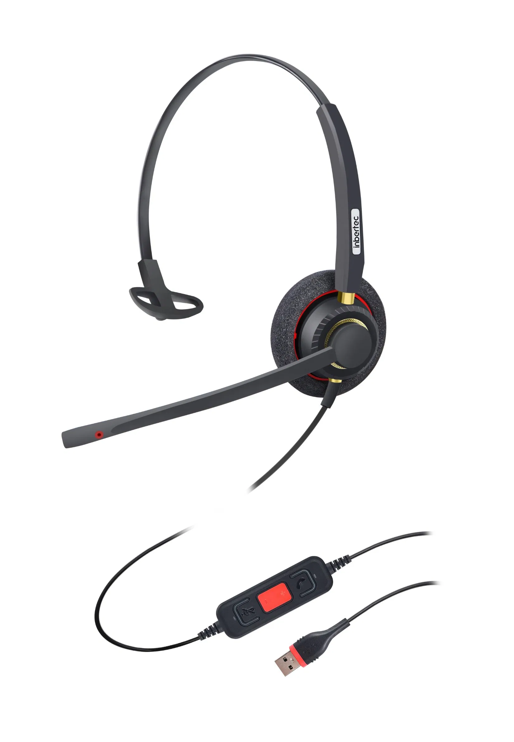 Monaural Headset with Microphone for Office Call Center Microsoft Teams VoIP Calls