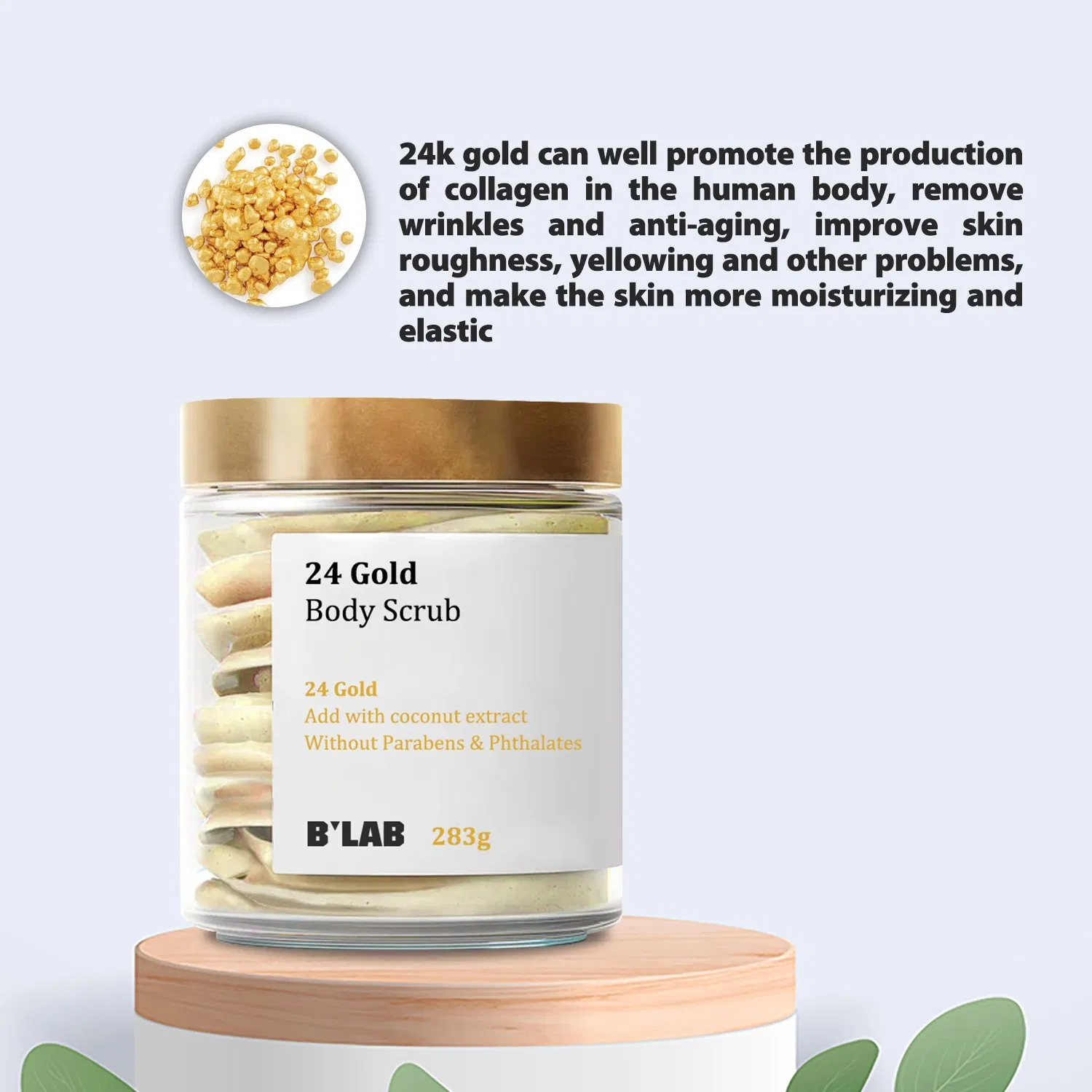 Private Label Wholesale Pore Cleanser & Body Exfoliator 24 Gold Body Scrub