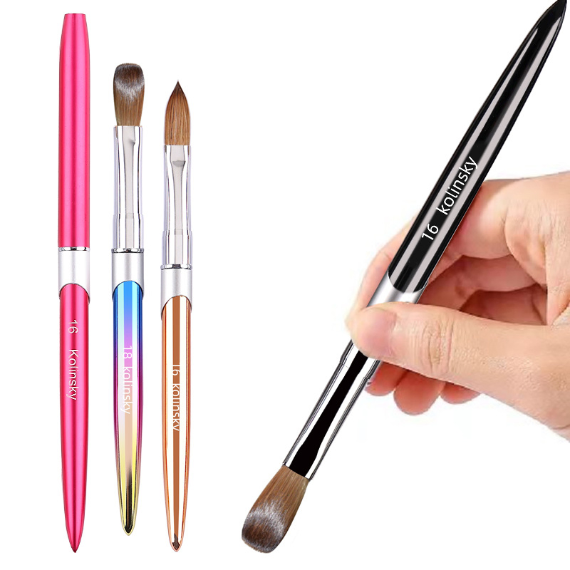 High Quality 2#-18# Flat Wet Sable Crimp 100% Kolinsky Acrylic Nail Brush