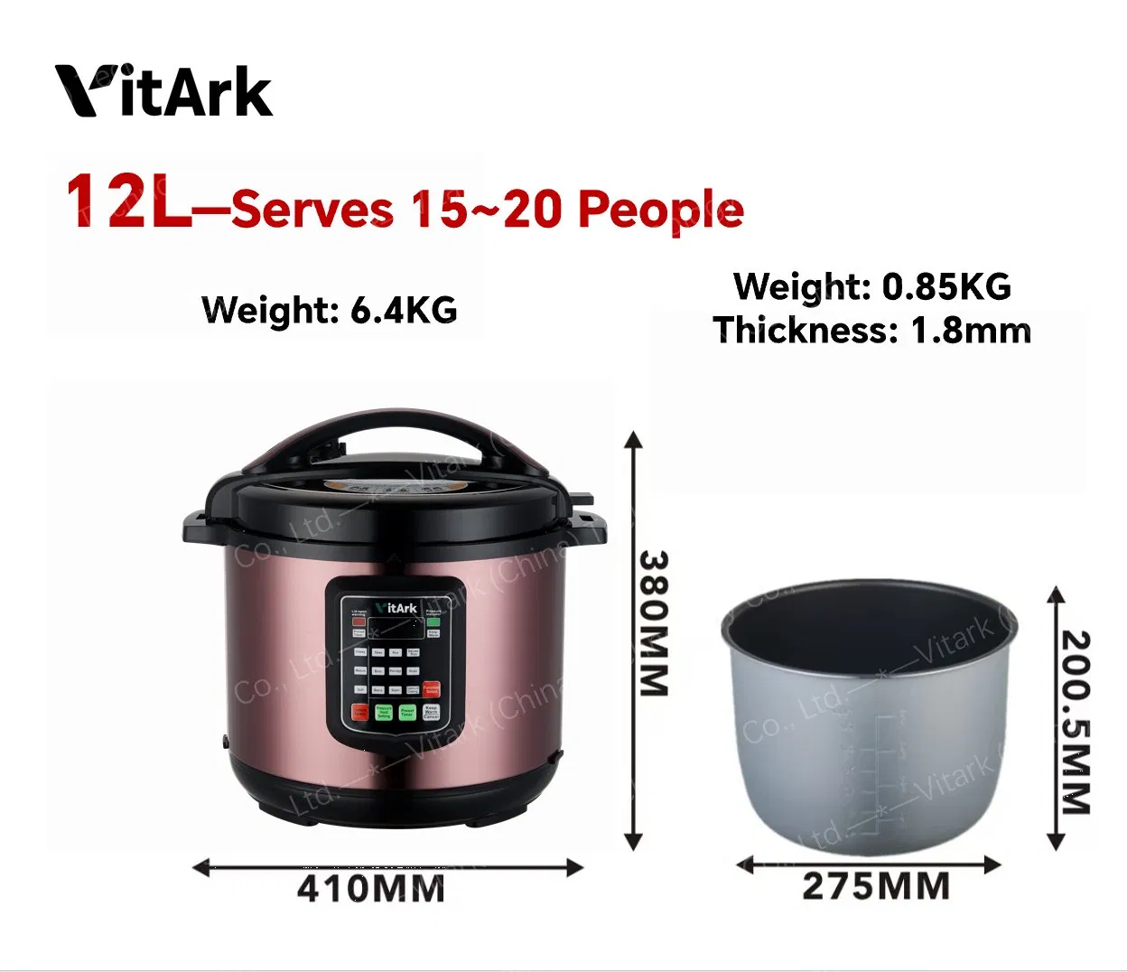 12L Kitchen Appliance Big Size Hotel Catering Commercial Intelligent Industrial Electric Pressure Cooker with CE Certification Large Capacity Source Factory