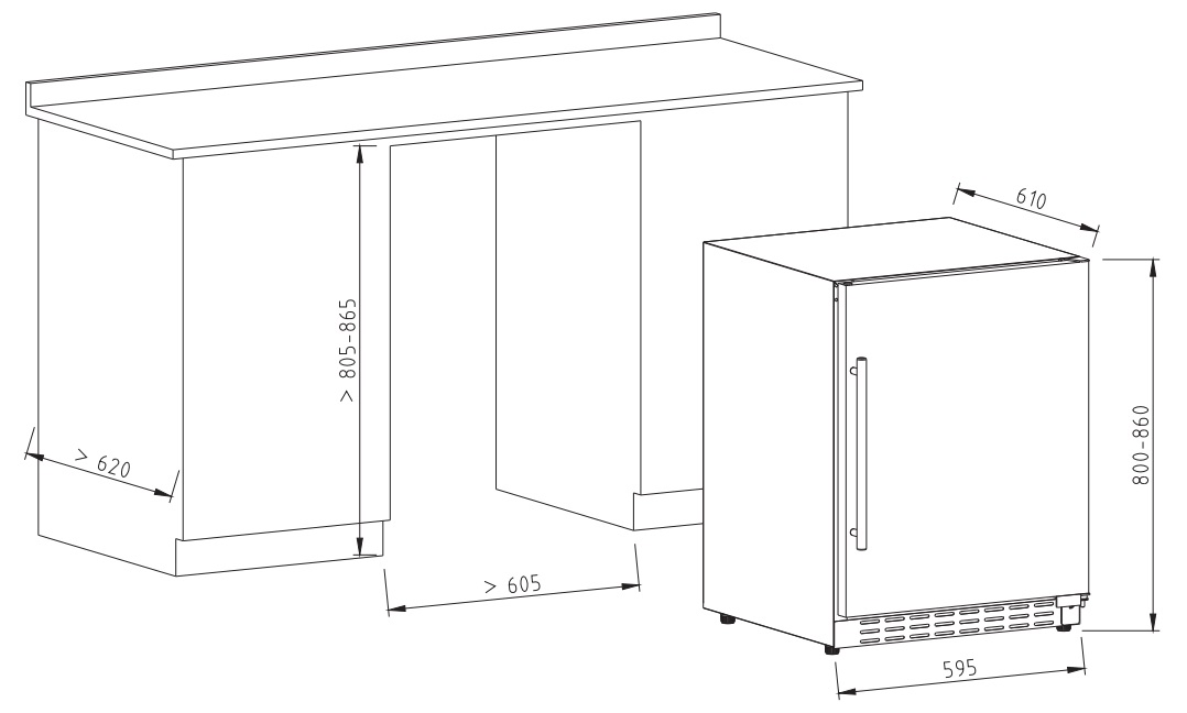 118L Built-in and Built Under Soild Single Door Freezer