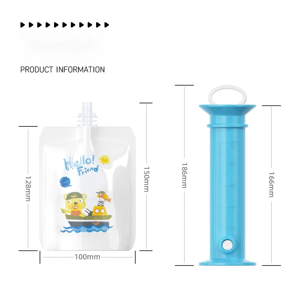 100ml Baby Feeder Fruits Puree Squeeze Dispenser Statipn with Fresh Storage Bags