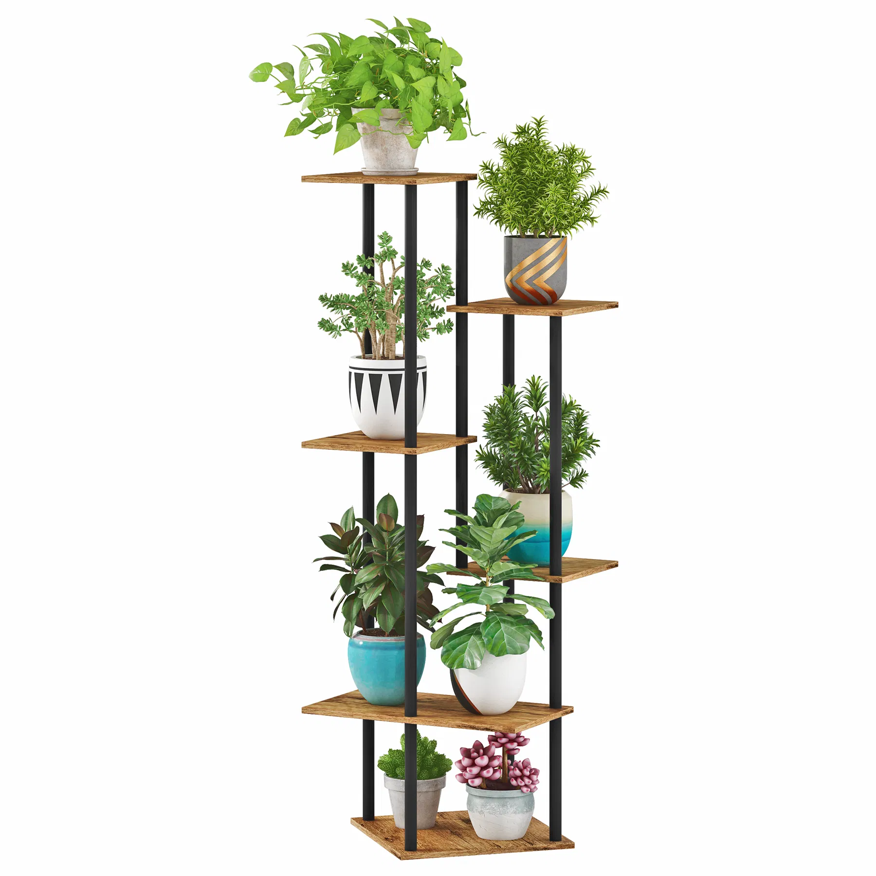 Stylish 6-Tier Indoor Corner Plant Stand for Multiple Pots
