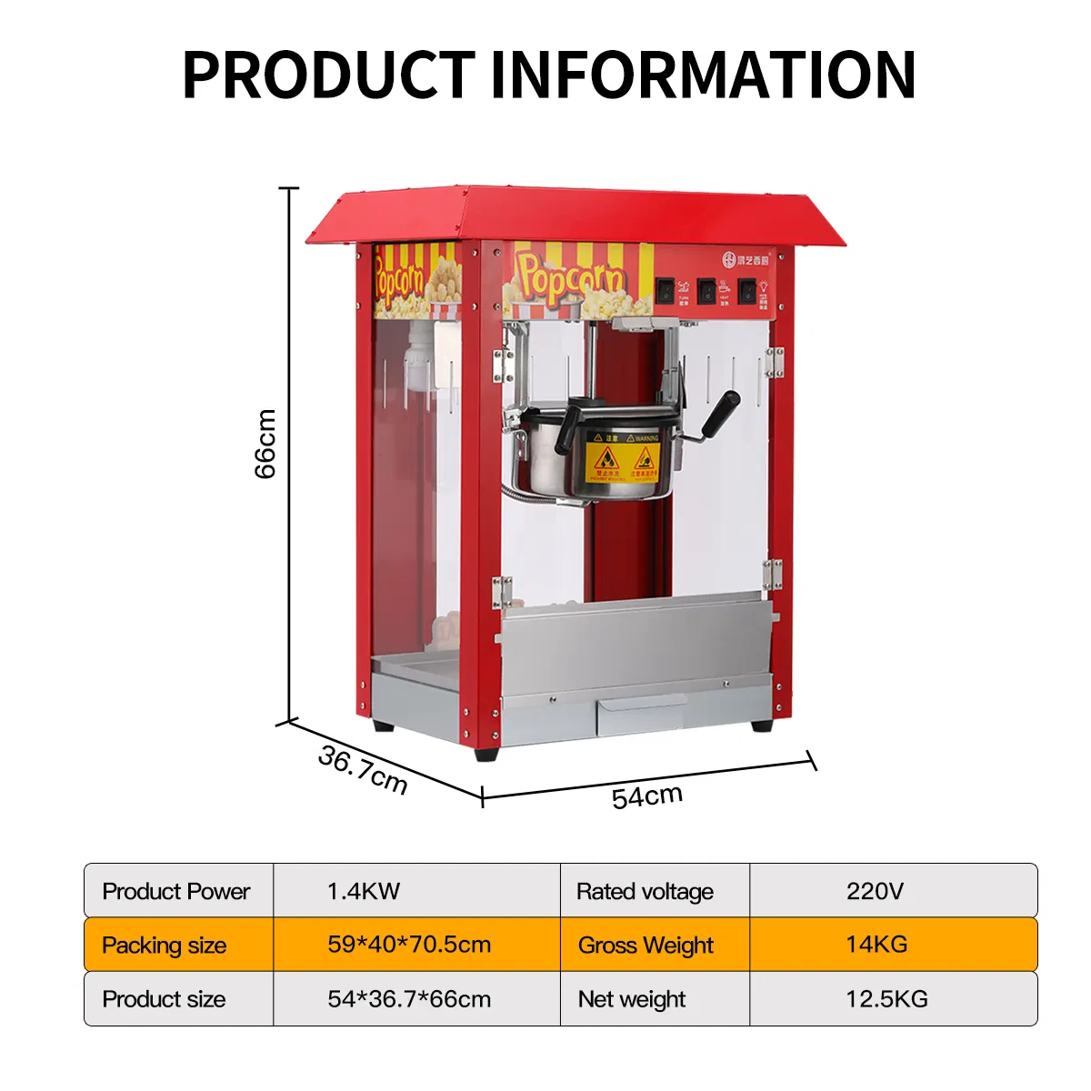 Chinese Supplier Small Easy to Clean Popcorn Machine for Casual Food Factories