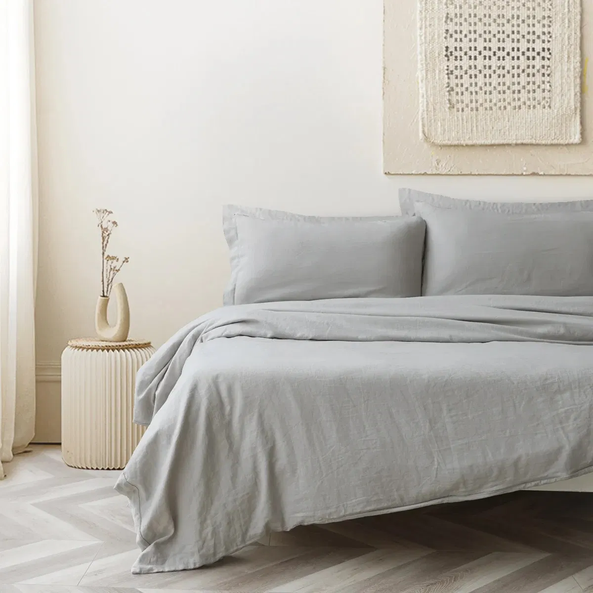 High Quality Flax Cotton Blend Soft Breathable Duvet Cover Set