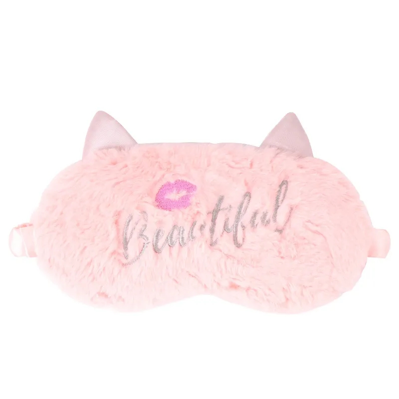 Quality Fur Plush Kids Cute Animal Sleeping Embroidery Pattern Eye Masks