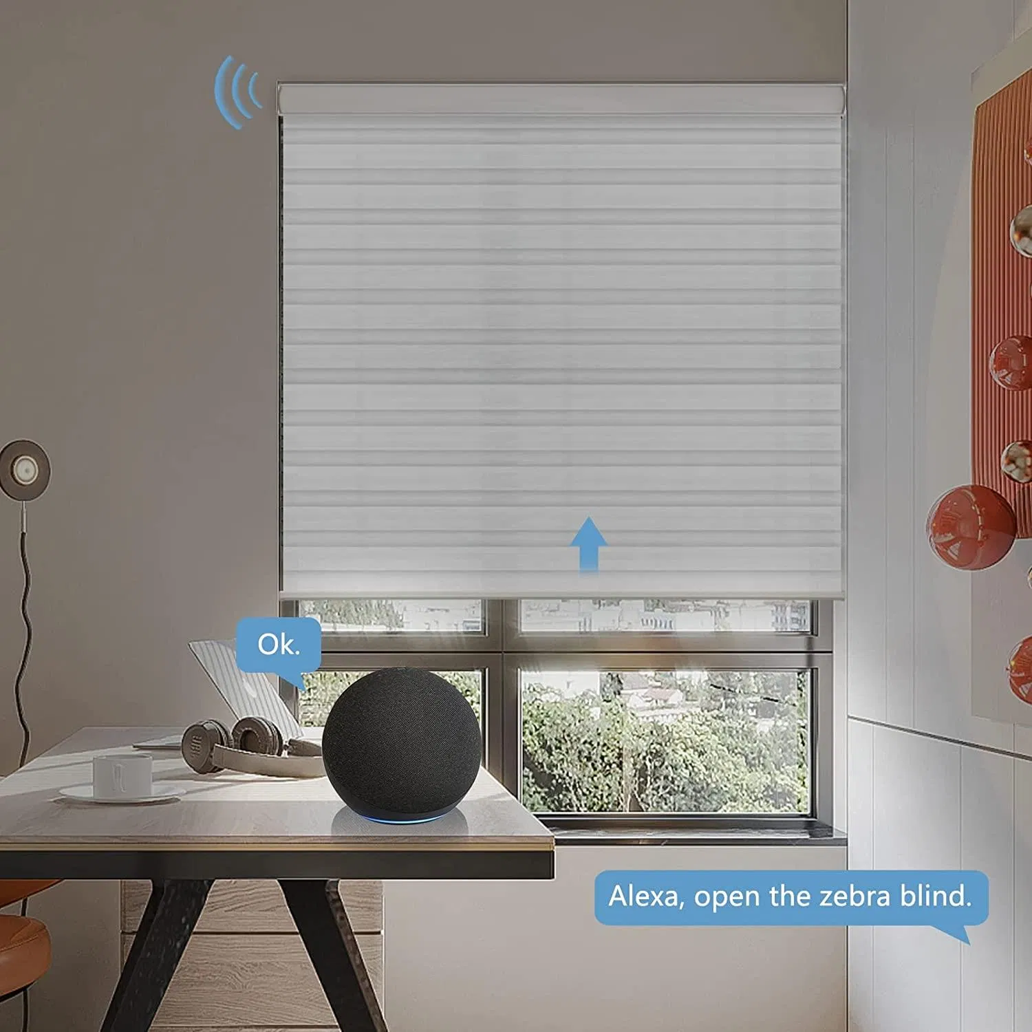 Smart Light Filtering Polyester 3-Layer Shangri-La Blind Triple Shade for Living Room