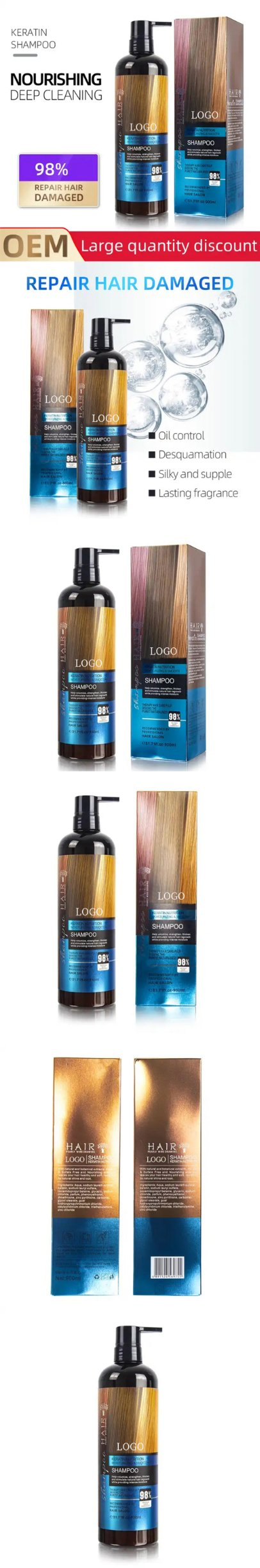 Ditong OEM ODM Wholesale Sea Salt Mint OEM Private Label Custom Organic Shampoo and Conditioner Set Hair Care Oil Control Sea Salt Shampoo