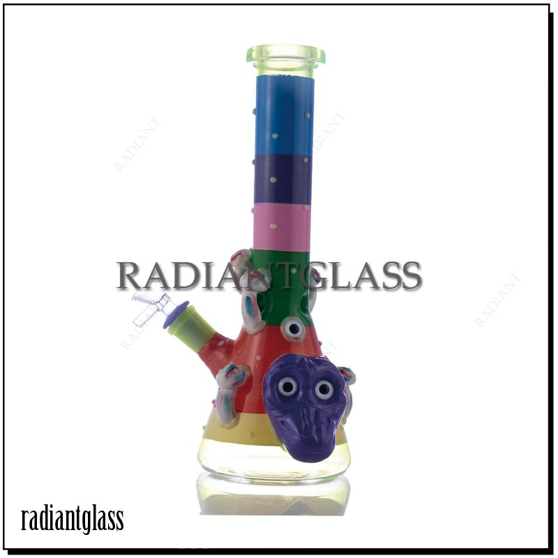 Wholesale Carton Cow Character Mix Color Glass Water Pipe Beaker Hookah Smoking Pipes