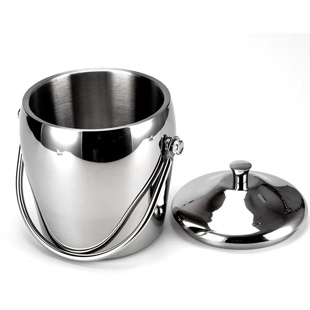 Double Wall Stainless Steel Wine Cooler Bucket Insulated Champagne Beer Ice Bucket with Bottle Chiller for Hotels & Restaurants
