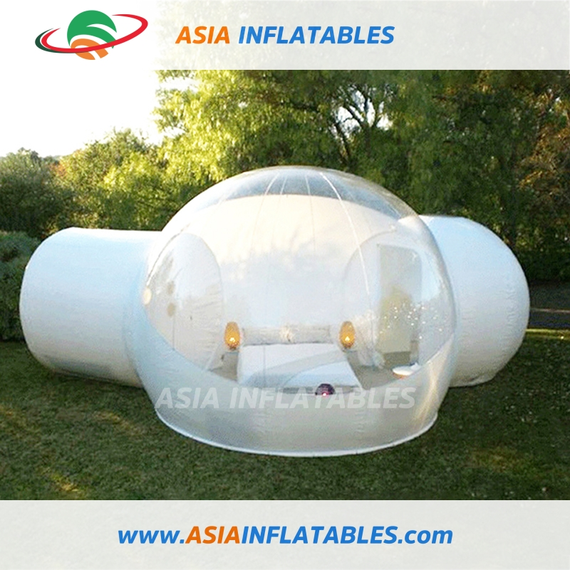 Half Transparent Inflatable Bubble Tent with 2 Tunnels for Camping