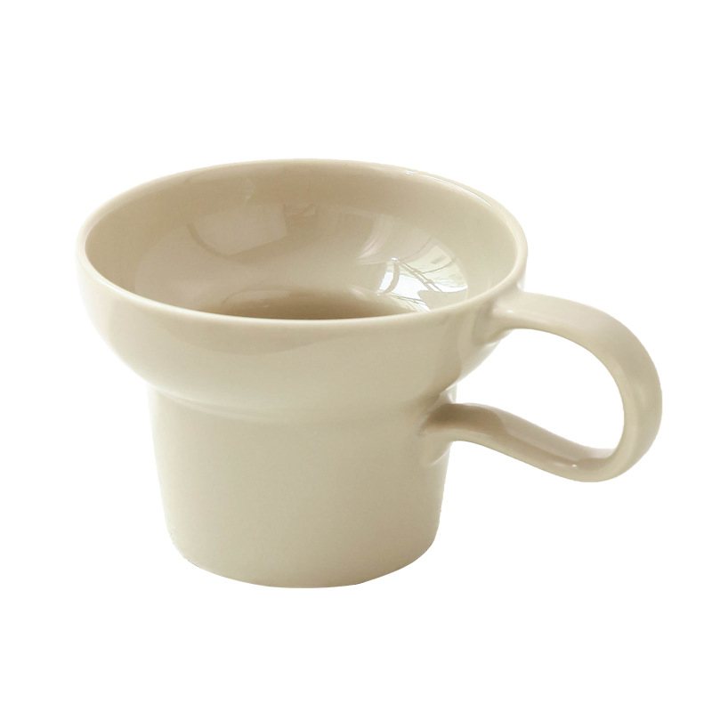 Ancient Style Wide Mouth Solid Color Retro Ceramic Coffee Cup Latte Cup Home Office Cup Wholesale Can Print Logo