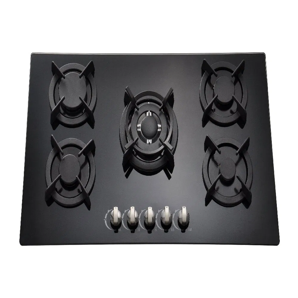 Home Appliance Built in Cookware Tempered Glass Gas Stove 5 Burner