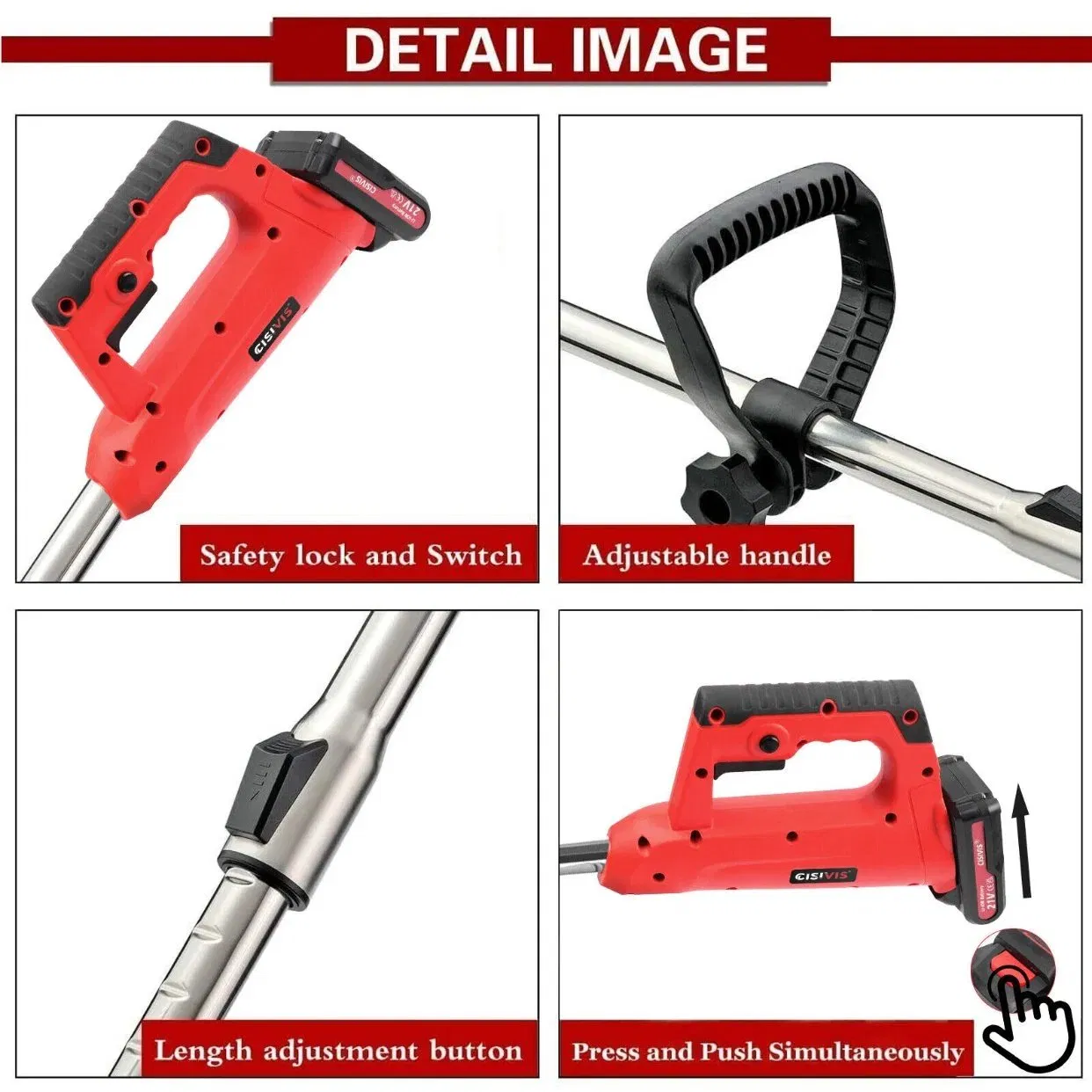 Cisvis 21V Cordless Grass Trimmer Brush Cutter Weed Cutter Garden Edger Brush Trimmer Lawn Mower ODM/OEM