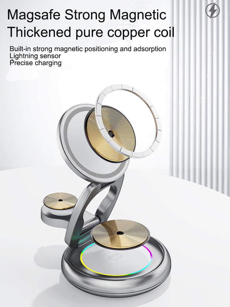 2026 Amazon Hot Sale 3-in-1 15W Fast Wireless Charger for iPhone