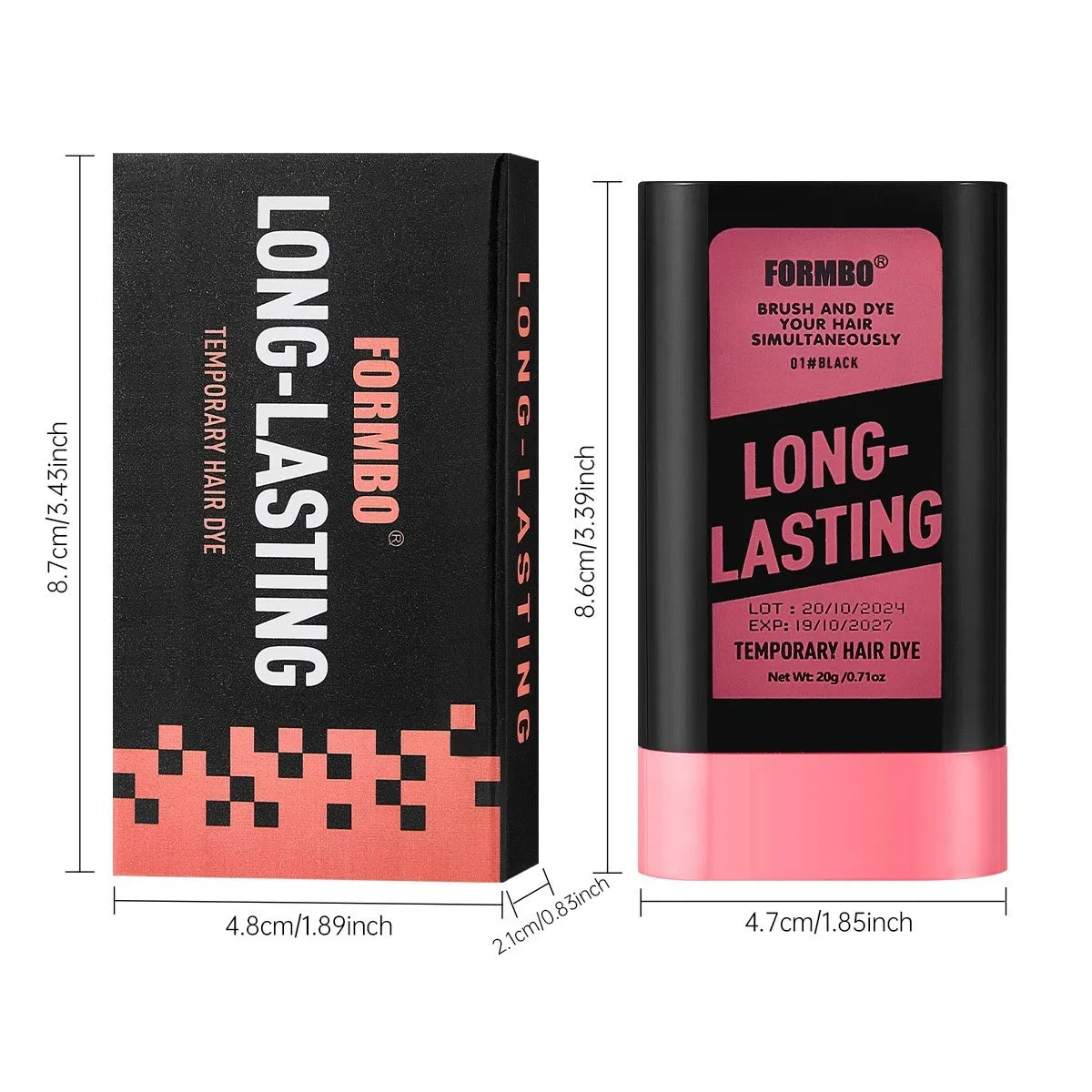 Disposable Hair Dye Concealer Stick Covers Grey White Hair Correct Over-Bleached Wig Knots Black
