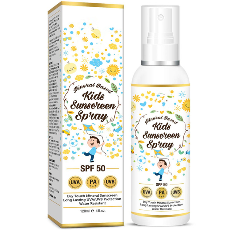 OEM Mineral Based Water Resistant Kids Sunscreen Spray SPF 50