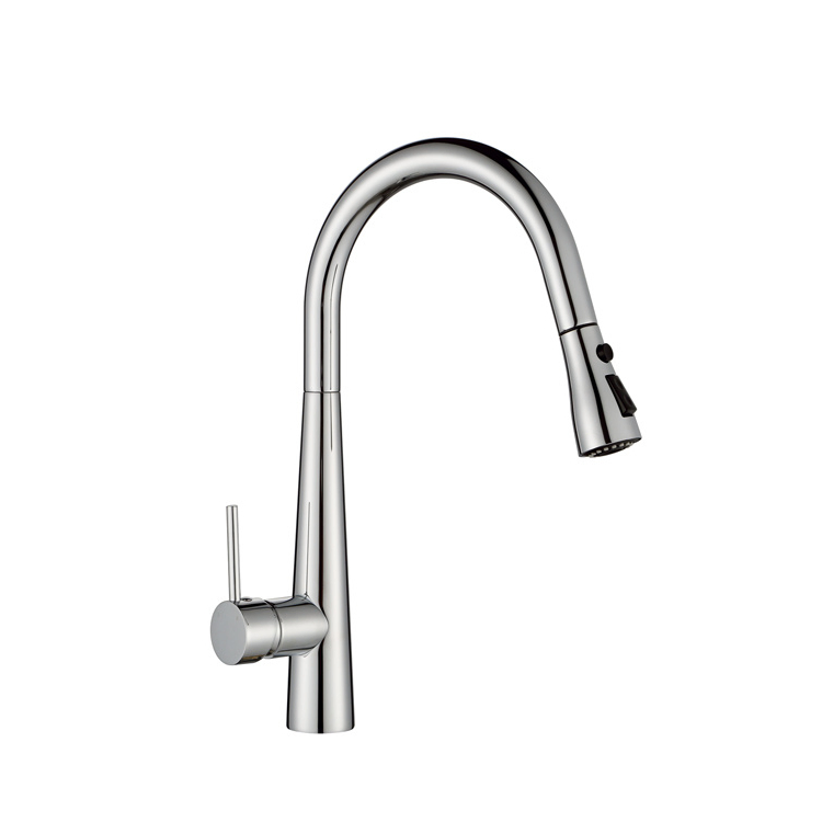 Single Lever Water Tap Swivel Spout Brass Pull out Kitchen Faucet