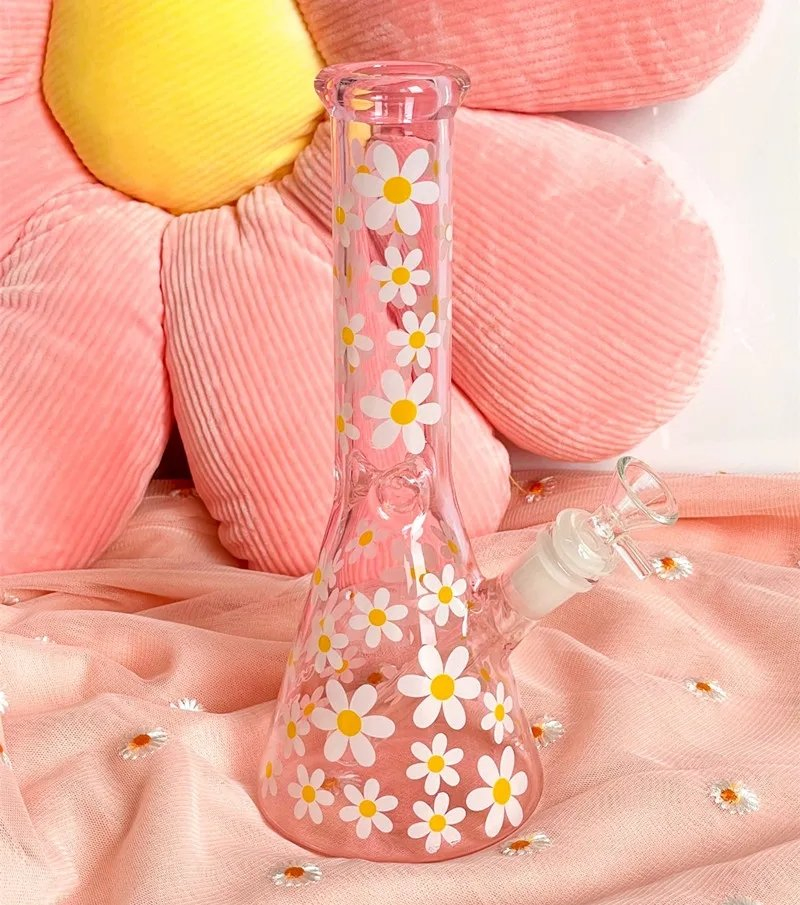 Бонг Daisy Pink Glass с ледогенератором и перком, 25 см