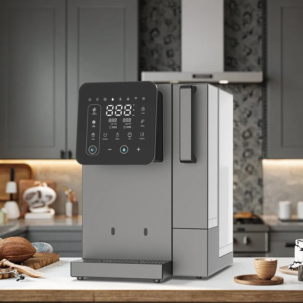 Commercial Best 304 Stainless Evaporator Countertop 100g RO Reverse Osmosis Drinking Hot Cold Ice Maker Water Purifier and Cooler