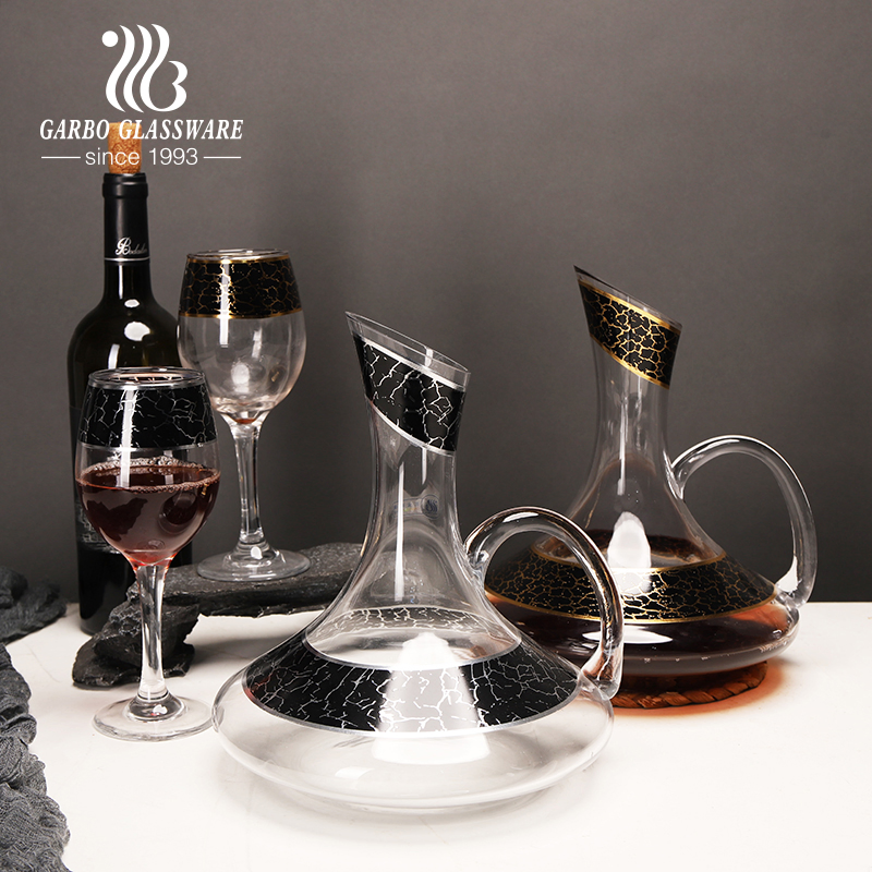 Marbling Decal 7PCS Glass Decanter Wine Glass Goblet 1500ml Whiskey Decanters Toasting Glass Wine Bottle Glass Goblet Set Colored Wine Glass Set