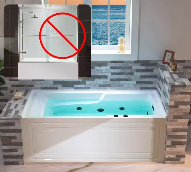 Ванна с гидромассажем и подогревом, правая канализация