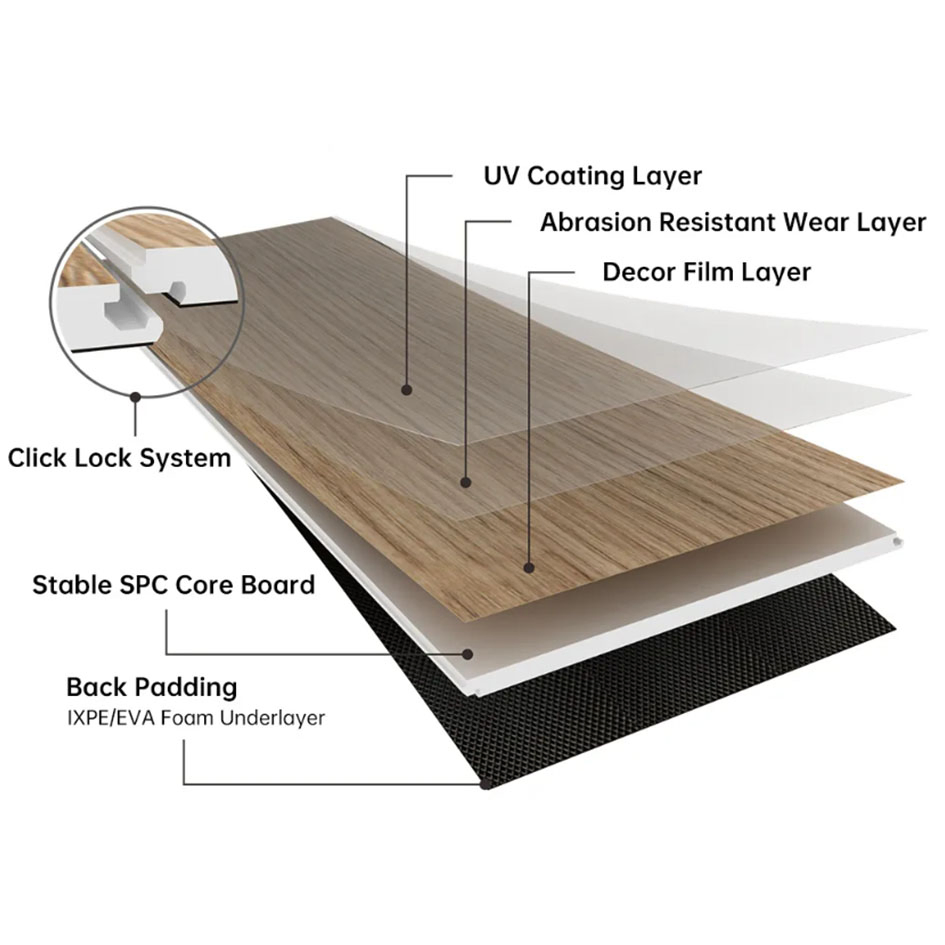 SPC-плитка 4 мм 1220x180 мм, влагостойкая, замковая