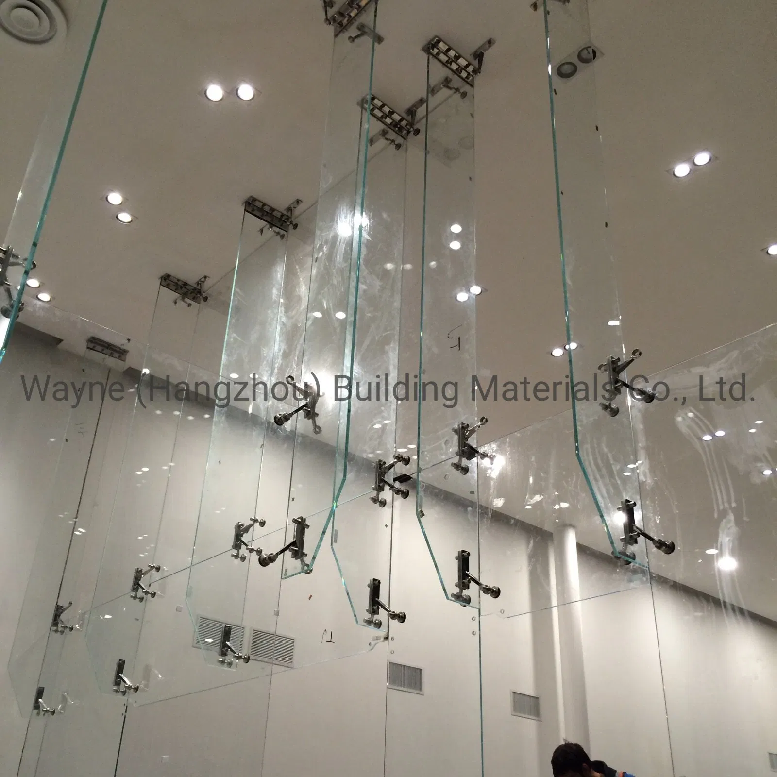 Building Material Exterior Commercial Building Glass Fixed Facade Full Glass Point Supported Fixing Frameless Spider Glass Glazing Curtain Wall