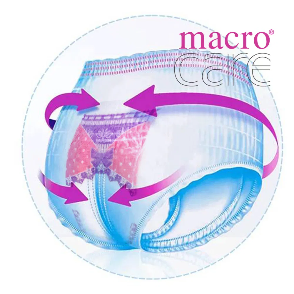Macrocare Wholesale Adult Diaper Pants Menstrual Sanitary Panties, Disposable Absorbent Underwear for Women Period Adult Diapers Disposable