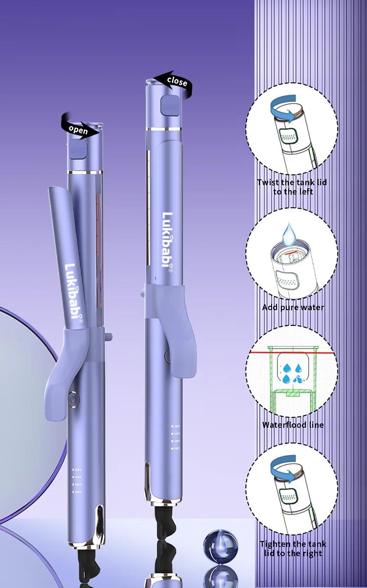 Straighter Curler 2 in 1 Steam Ceramic Flat Iron Salon Styler Ceramic Steam Hair Curler Professional