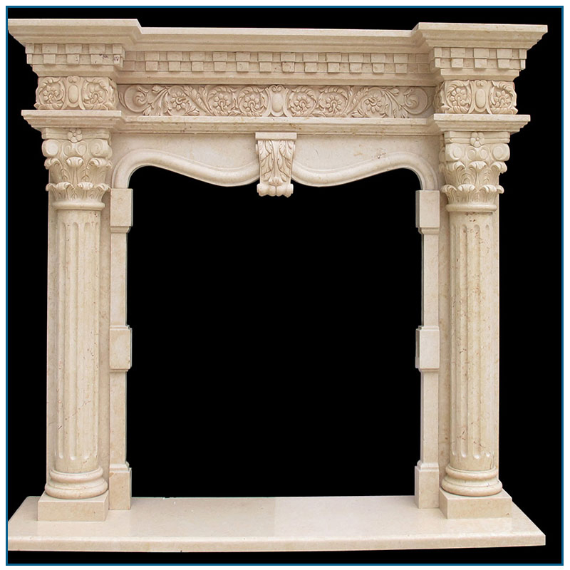 Stone Carving Marble Fireplace for Indoor Stone Fireplace Mantel