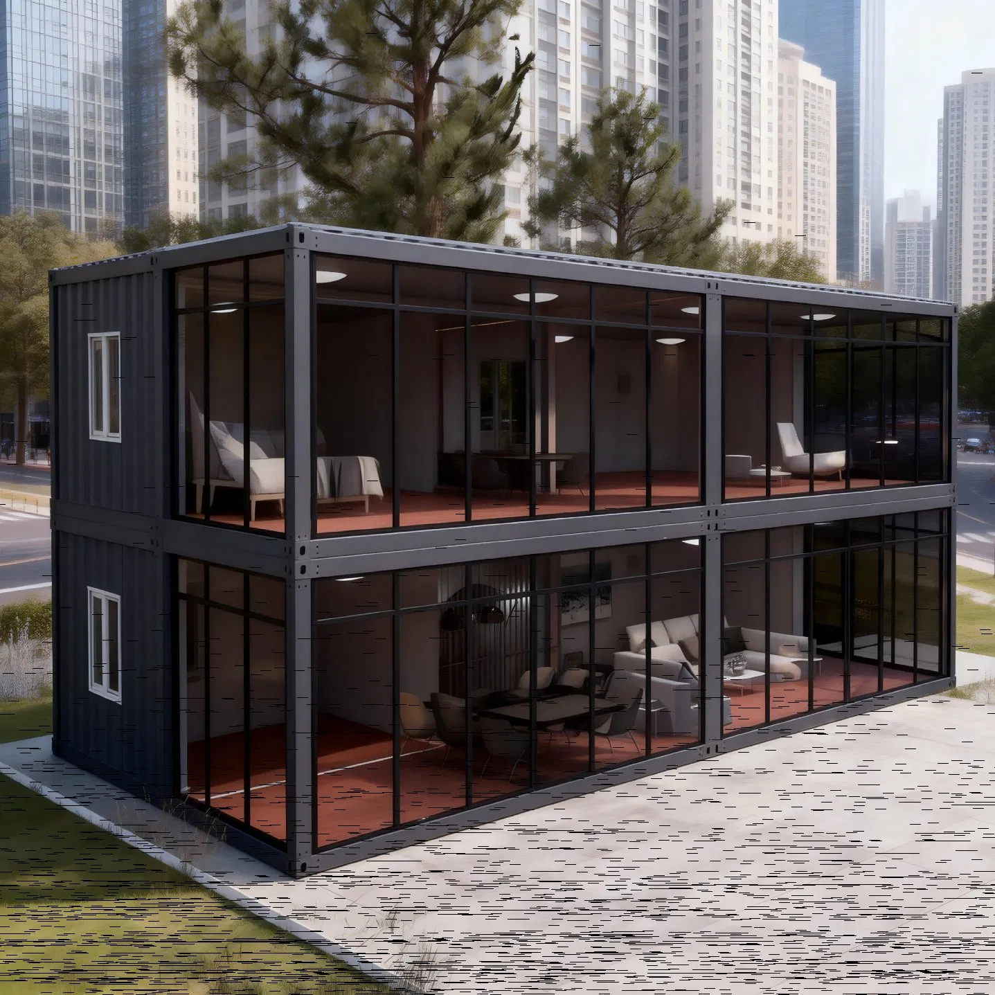 Modern Style Steel and Glass Structure Tiny House Container House Modular House Prefabricated House