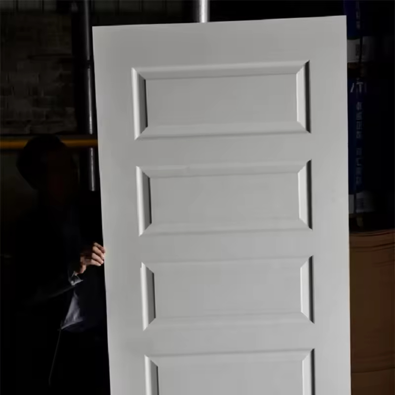 5 - Panel Modern Classical Design White Primer Coated Wood Interior Door