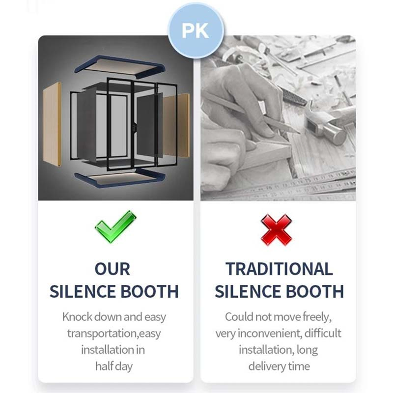 Easy Install Movable Soundproof Booth with Built-in Lighting Office Pod