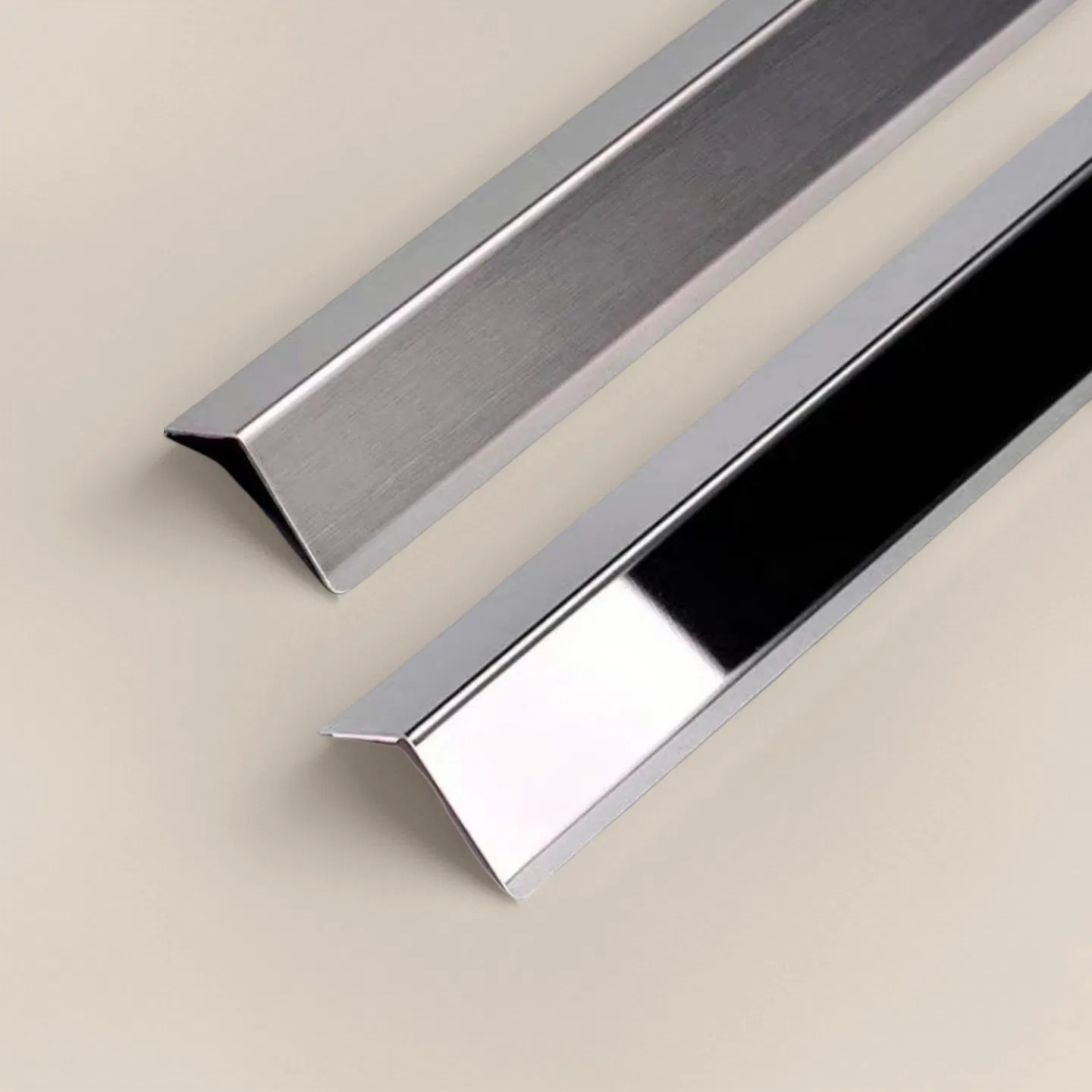 T&C L31 L-Shape PVD Gold Color Mirror Brushed Finish Stainless Steel L Trim for Wood Panel Joints