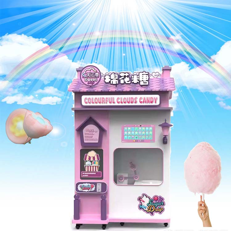 Factory Price Store Cash Operated Candy Floss Machine Fully Automatic Cotton Candy Vending Machine